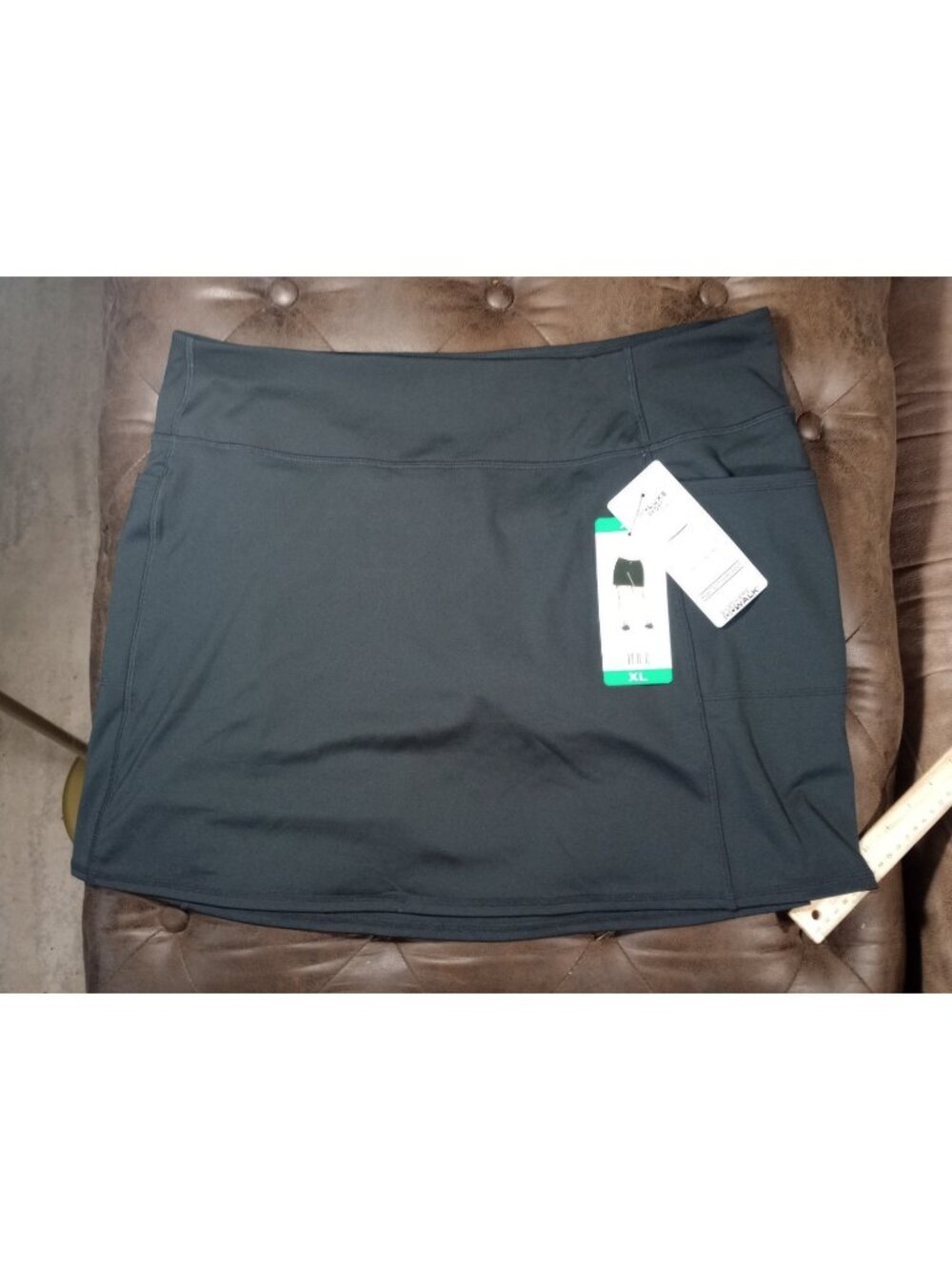 SKECHERS Womens Active GoLuxe GoWalk Side Pockets Skort Skirt Black XL New - Picture 1 of 6